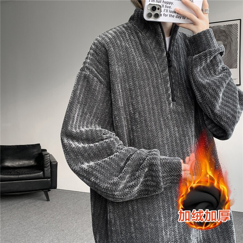 LW603特P45加绒55加厚半拉链卫衣大码解构设计套头衫重磅立领外套,女装短外套,电商B215