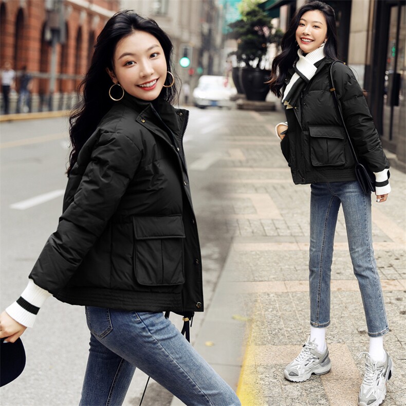时尚保暖女士羽绒服冬季新款休闲百搭可拆卸围脖设计显瘦修身短款外套,女装羽绒服,阿舍尔精品