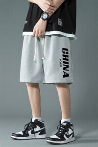 HD74001-P22 华夫格短裤男大码宽松五分裤男直筒中裤图片