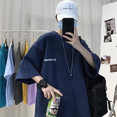 T06常年款男士休闲字母印花T恤衫外套圆领半袖五分袖TEE男女中性，男装T恤，星座115A-3