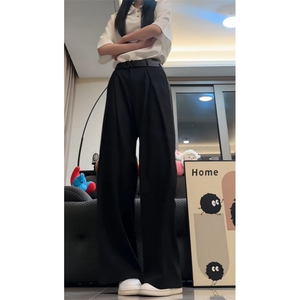 26新款工字褶A字西裤直筒阔腿垂感休闲长裤子潮504-K888-P55控78图片