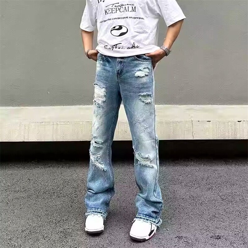 美式高阶水洗做旧牛仔裤阔腿短裤情侣潮KZ31D774--TP45,男装牛仔裤,电商A247C