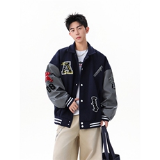 重磅毛巾绣撞色翻领夹克棒球服WT2559-P90-控158，男装夹克，星座609