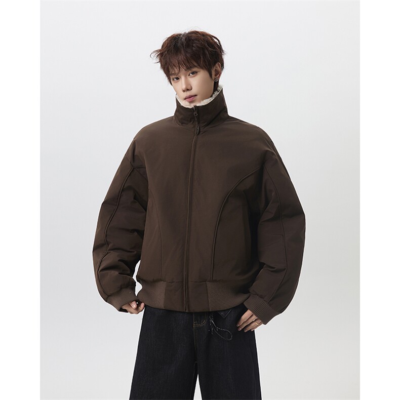 座山雕大毛领棉服外套宽松立领加厚派克服棉衣男外套-F757特P120,男装棉衣,电商B289