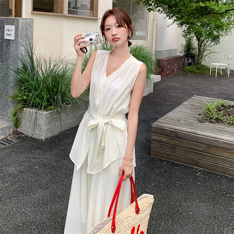 高级感御姐气质v领马甲半身裙两件套女2025夏季新款法式收腰显瘦，女装套装/套裙，浙宝305