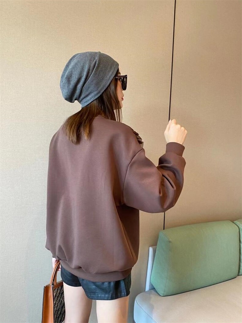 爱美欧现货，空气层花边领卫衣加厚，女装卫衣/绒衫，爱美欧