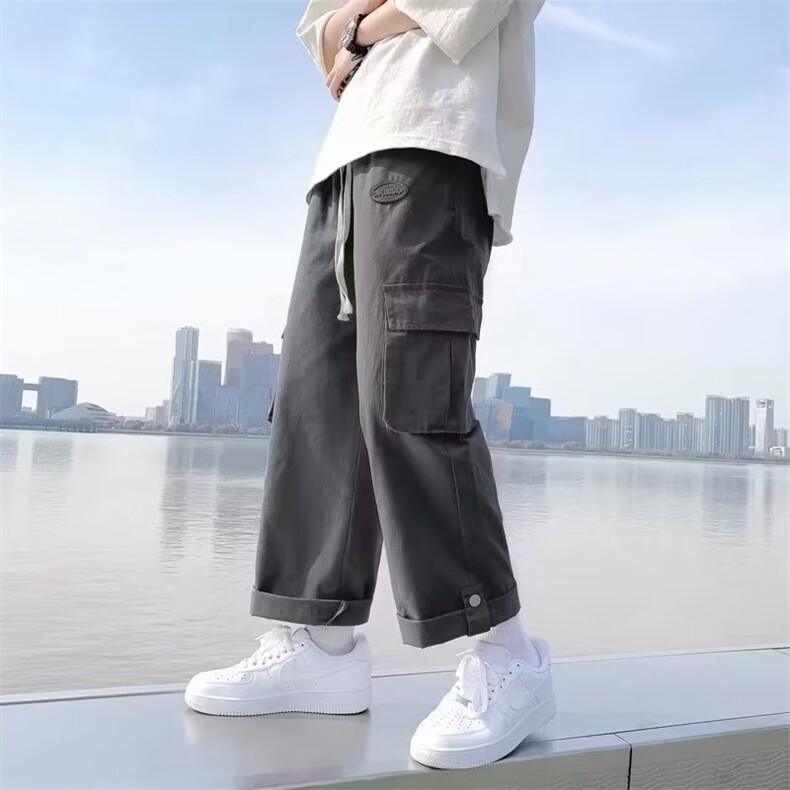 日系直筒工装裤潮牌男机能多口袋痞帅宽松垂感阔腿裤子K326-P30,男装工装外套,星座1008-2