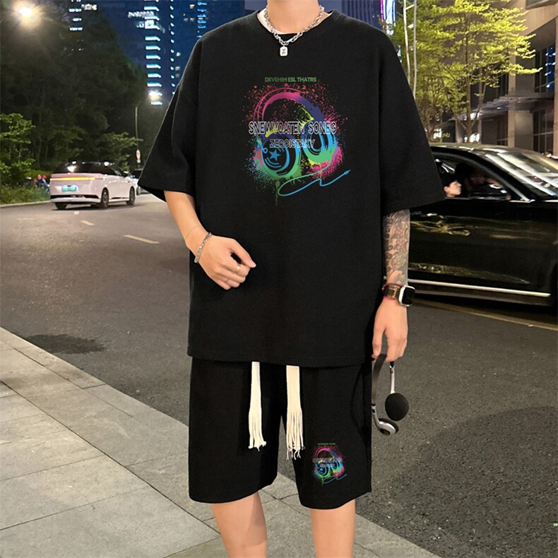 套装！华夫格套装短袖T恤短裤男TZ243-特P38,男装牛仔裤,电商B367