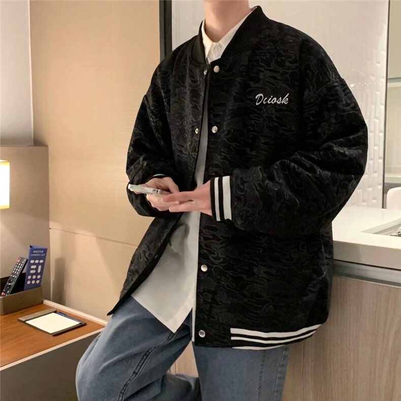 美式日系立领棒球服外套男宽松潮牌刺绣小熊字母休闲夹克W1107P55,男装夹克,星座1116-2
