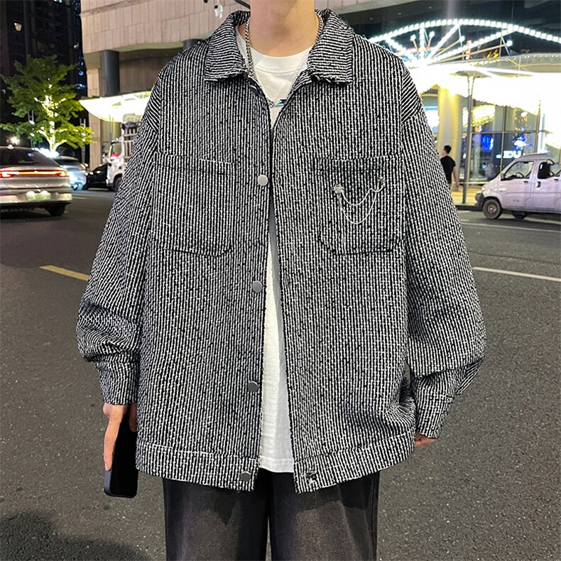 小香风夹克男潮牌高街帅气别针2024冬季新款ins宽松外套W5474-P57,男装夹克,星座412-2