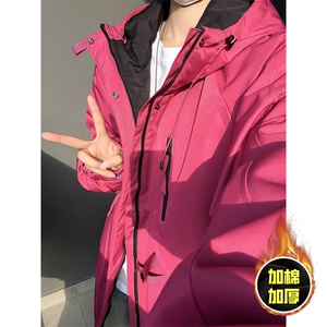 现货5W件冬季三防美式boxy解构连帽雪山冲锋衣棉衣男女棉服厚外套图片
