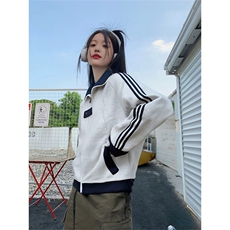 抖音得物品质秋冬美式高街重磅结构拼接织带翻领卫衣夹克外套W113，男装夹克，电商A486-1