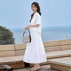白色a字半身裙女2025夏装新款高腰超仙绝美垂坠感蕾丝边裙子，女装套装/套裙，贝蕾酷儿