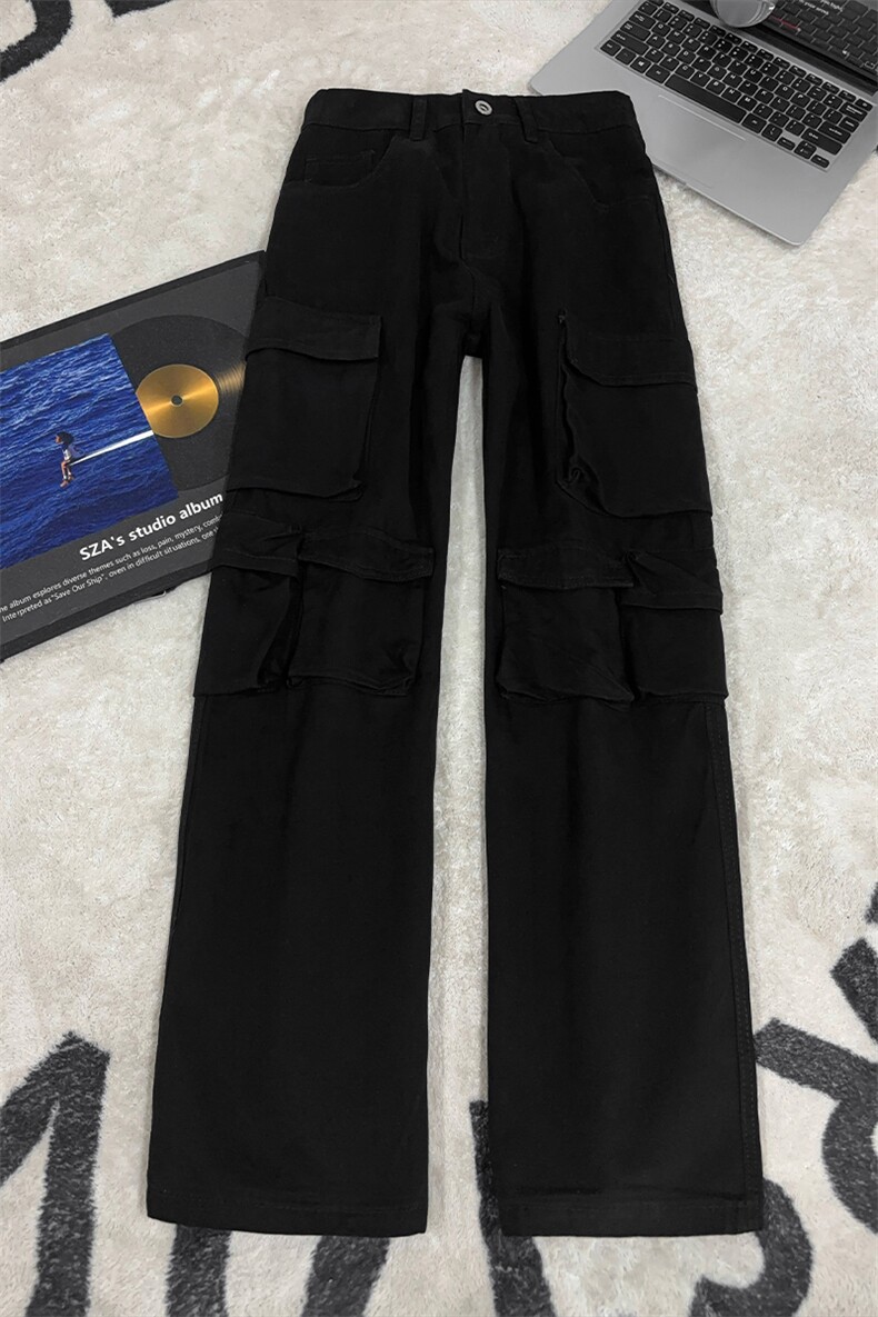 B221美式ins高街洗褪多口袋工装休闲牛仔裤LK26646-特P60控108,男装牛仔裤,电商B221