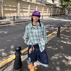 1506/Q30270/P43美式衬衫男女休闲宽松百搭潮牌设计感外套青少年，男装衬衫，星座1506