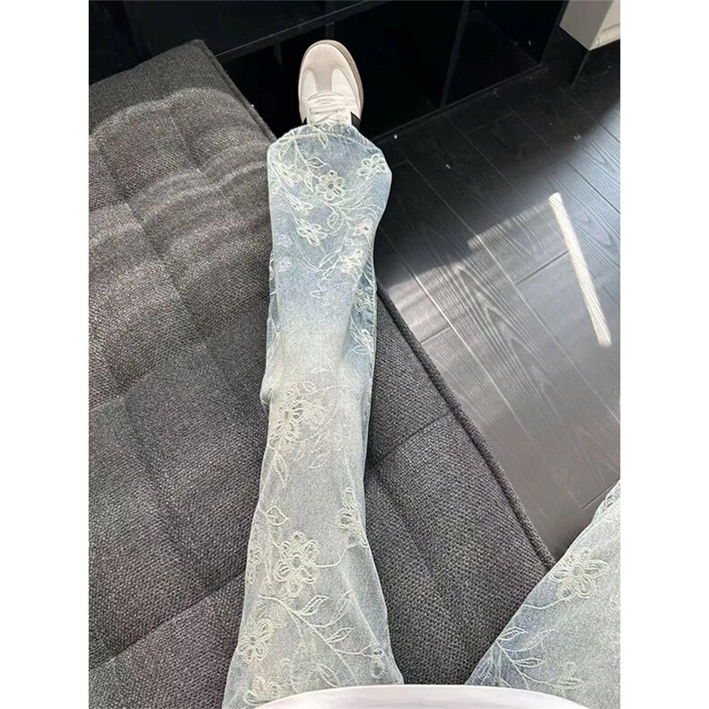 高街牛仔裤男新款水洗扎染弯刀小众修身直筒微喇裤513ACK2401P39,男装牛仔裤,星座513A