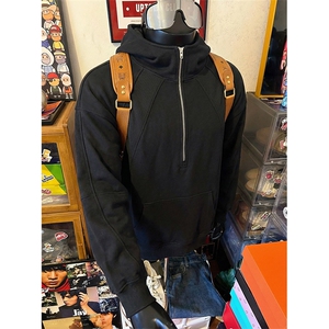 抖音得物高品质二开 26春装重磅宽松结构拉链设计高领连帽卫衣W76图片