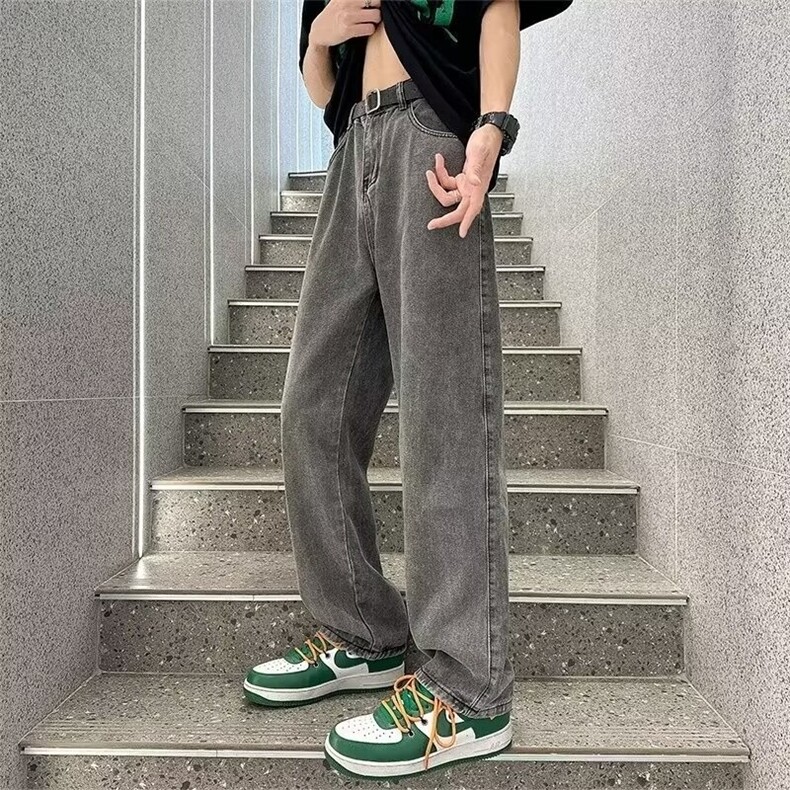牛仔裤子男士潮牌复古宽松潮流休闲直筒长裤男生水洗,男装牛仔裤,星座218-1（原230）