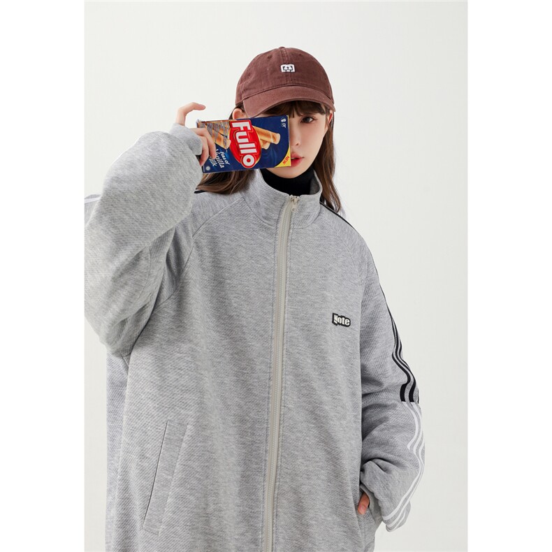 2025春季新款袖子条纹设计男士立领开衫外套M2011/P98控128,女装短外套,电商A148-1