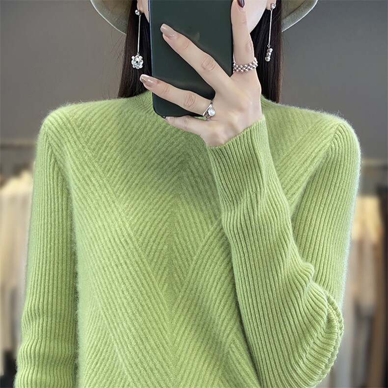 高端百搭温柔保暖时尚羊毛衫女秋冬季长袖针织衫打底毛衣,女装羊毛衫,邓利维