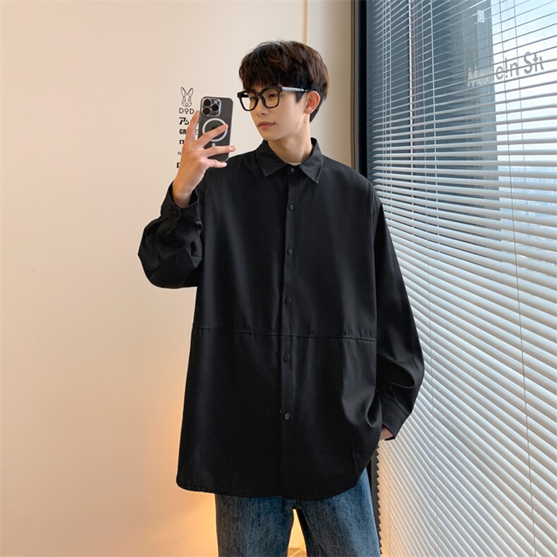 CS11-P34慵懒风纯色百搭简约衬衫,男装衬衫,星座1501-1