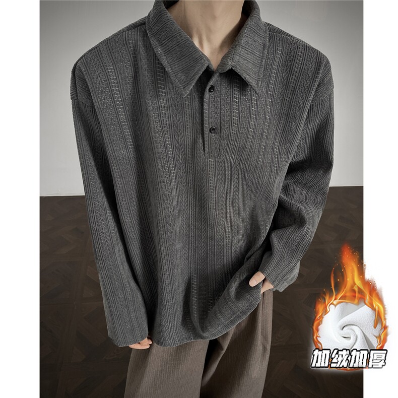 现货T1015-常规P35特控68加绒P40特大码麦穗条长袖T恤,男装T恤,电商D232