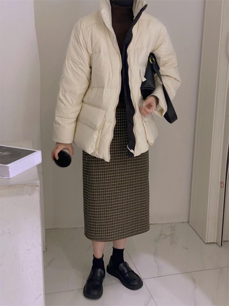 拼色羽绒服，女装羽绒服，驿谷