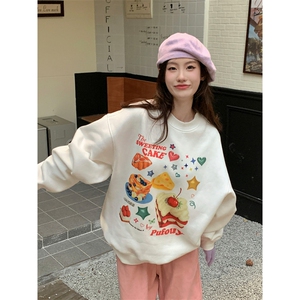 Q0115-P45 卡通蛋糕美式印花圆领卫衣 学生秋冬款上衣图片