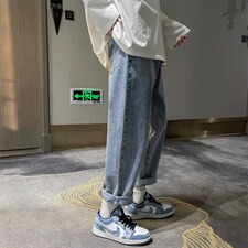 春夏新品直筒牛仔裤男潮流韩版简约百搭阔腿裤A080-9261-P35，男装牛仔裤，电商A080
