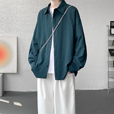 8XL-M泡泡纱盐缩肌理长袖衬衫男夏季冰丝外套防晒衬衣CS29007P40，男装衬衫，电商B312
