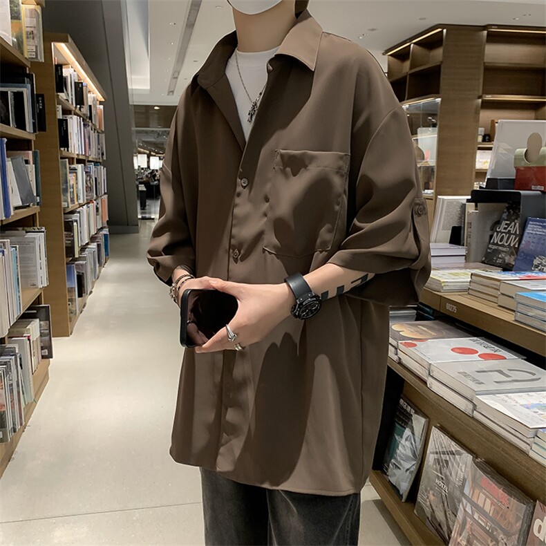 衬衫男韩版潮流短袖痞子帅气2023夏季新款ins宽松外套CY353-P36,男装衬衫,星座412-3