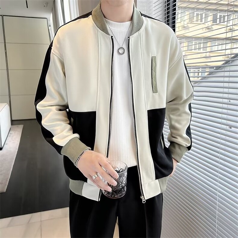 男士外套春秋季2024新款潮痞帅拼色高端时尚休闲棒球服夹克JK009,男装夹克,星座1116A-2（原606A-1）