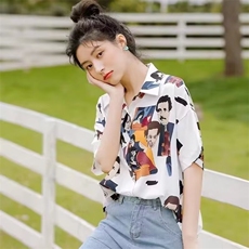 春季女装韩版批新款发时尚气质学生打底衬衣宽松大码洋气印花衬衫，男装T恤，星座506A
