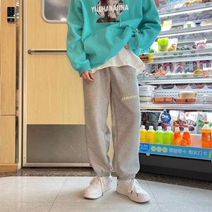 男秋季新款港风休闲裤华夫格钢印大码小熊KW11P25图片