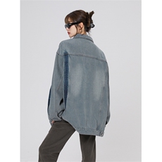 潮牌美式复古撞色图鸦情侣棒球服牛仔外套221-1-JK2310-P90控128，男装工装外套，星座221-1