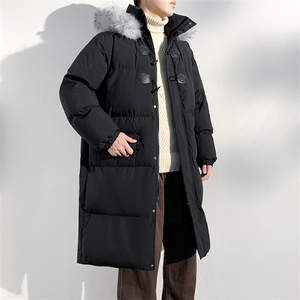 现货 中长款棉衣男冬季加厚棉袄宽松连帽毛领棉服外套M107-P120图片