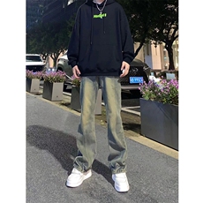 自家图，黄泥牛仔裤男秋冬设计感微喇cleanfit裤子-KZA45-P65，男装牛仔裤，星座1007（原301D）