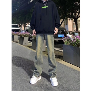 自家图，黄泥牛仔裤男秋冬设计感微喇cleanfit裤子-KZA45-P65图片