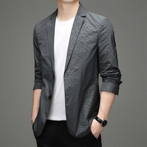 2023春秋季薄款商务休闲男士西服便西外套新款中年西装男装上衣图片