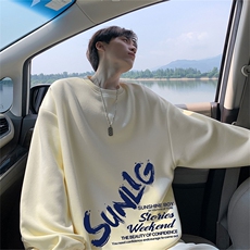 抖音品质秋季新款美式潮流仿棉圆领卫衣wycm4023-特批28控49，男装卫衣，星座605(原A050)