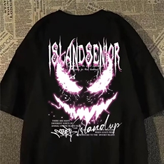 1506/QM5160/P31重磅美式潮流恶魔龙印花短袖宽松百搭学院风上衣，男装T恤，星座1506