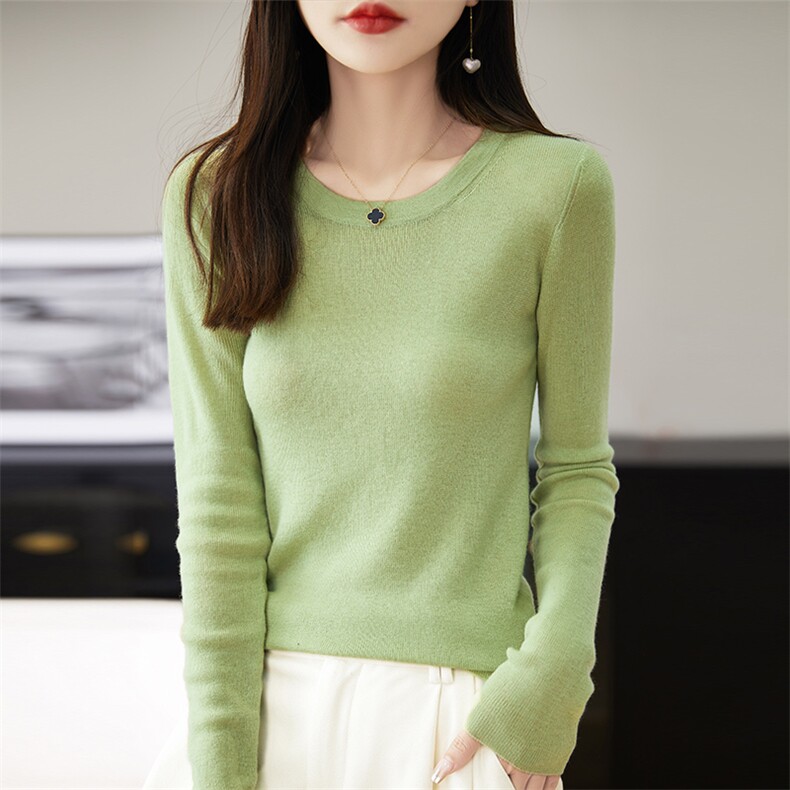 毛衣女外穿短款宽松春秋冬显瘦长袖纯色针织33%羊毛打底衫,女装羊毛衫,朝思羊绒