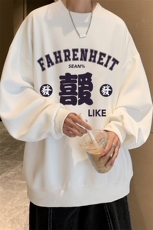 华夫格卫衣圆领卫衣男大码长袖t恤男外套HW76256-P30加绒款-P40，男装卫衣，电商A040