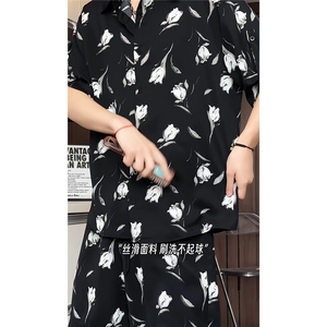 短袖衬衫男+短裤男潮流休闲套装男M-5XL大码TZ78712P50控98模特图