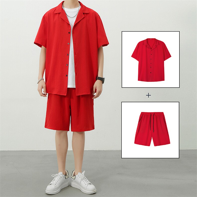 时尚潮流冰丝靠皱丝滑纯色短袖套装ZT66-XZ402-2P48控78主推货足,男装休闲套装,星座402-2