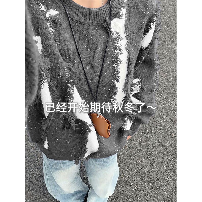 高街港风都市复古风上衣巴黎时尚感时髦潮流毛衣HY833TP55控88,男装针织衫/毛衣,电商A102B