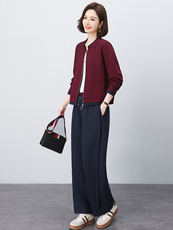 2025年新款休闲运动两件套装女开衫卫衣小衫弯刀裤宽松显瘦直筒裤，女装套装/套裙，璐依舞