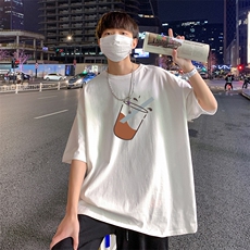 港风夏季新款22百搭休闲短袖T潮印花宽松男士圆领1210-2-6602-P15，男装T恤，星座1816-2（原1210–2）
