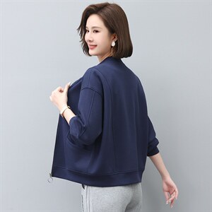 2022年秋季新款短外套女士短款韩版宽松显瘦棒球服女拉链开衫图片