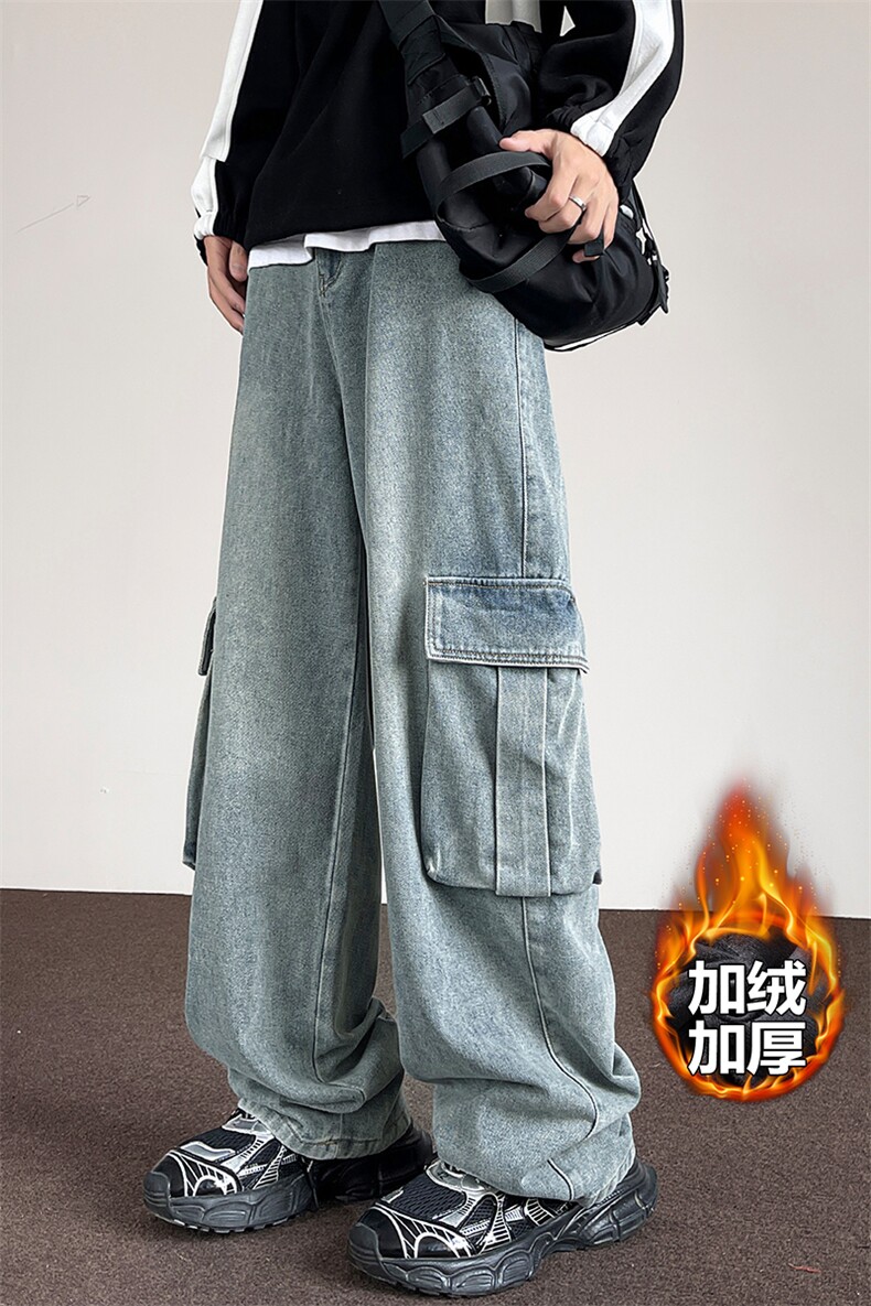薄款改加绒冬加绒加厚痞帅水洗牛仔裤男N9066J加绒-特P52控88,男装牛仔裤,电商A001